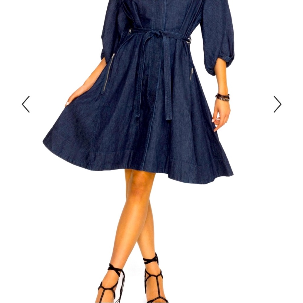 NWT Johnny Was Montaigne Denim Navy Blue asymmetrical dress